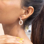 Rose Gold Entangled Diamond Studded Hoops on Pure 925 Silver