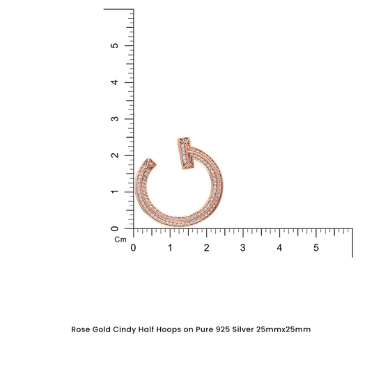 Rose Gold Cindy Half Hoops on Pure 925 Silver
