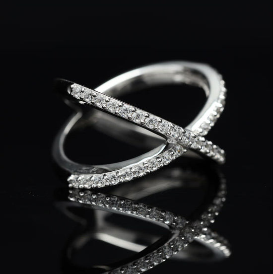 Load and play video in Gallery viewer, The Celina Cross Diamond Ring on Pure 925 Silver
