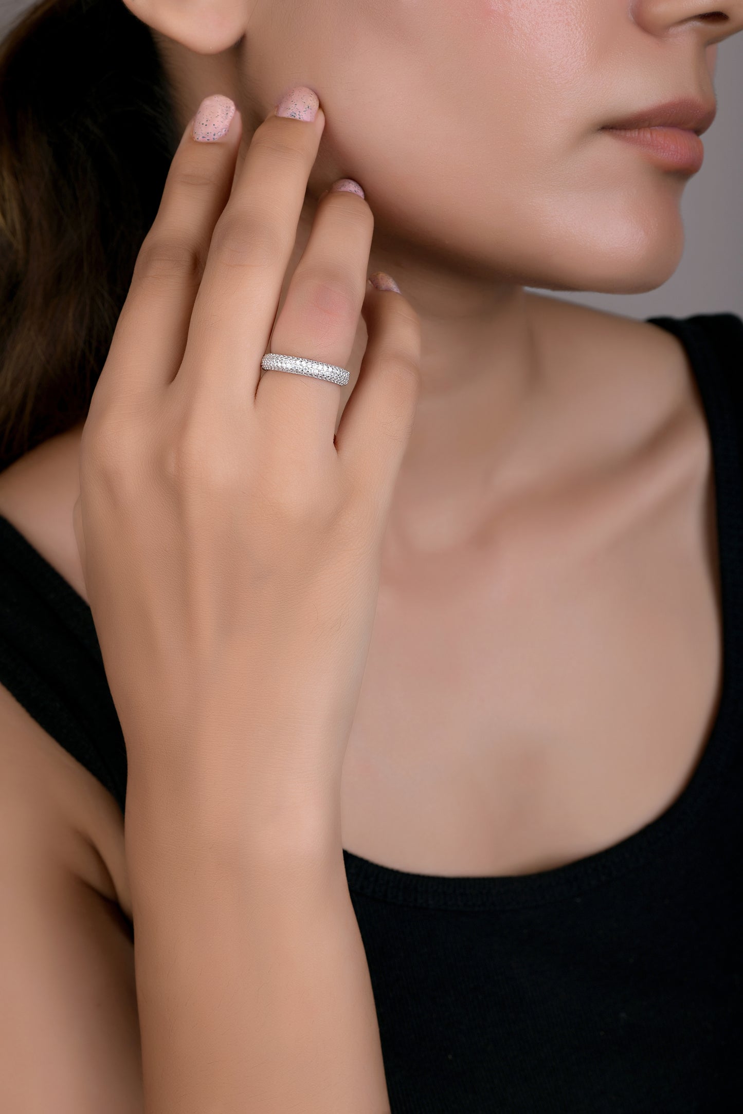 Renosa Diamond Band Ring on Pure 925 Silver