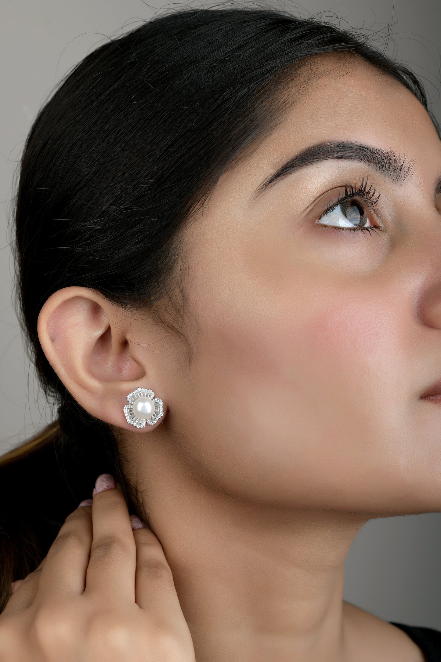 Anthurium Fresh Water Pearl Studs on Pure 925 Silver