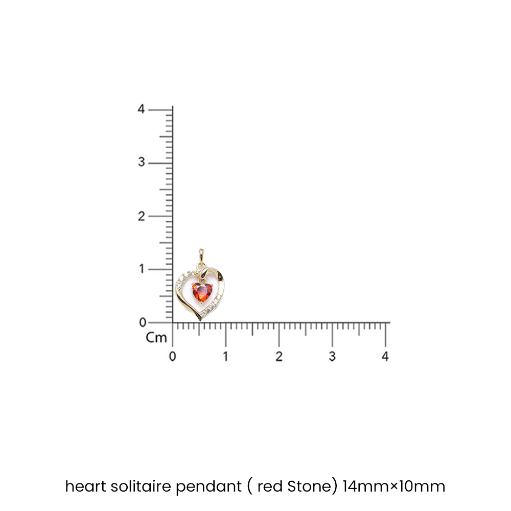 Elaine Heart Solitaire 18k Gold  Finish With Red Solitaire Pendant With Chain