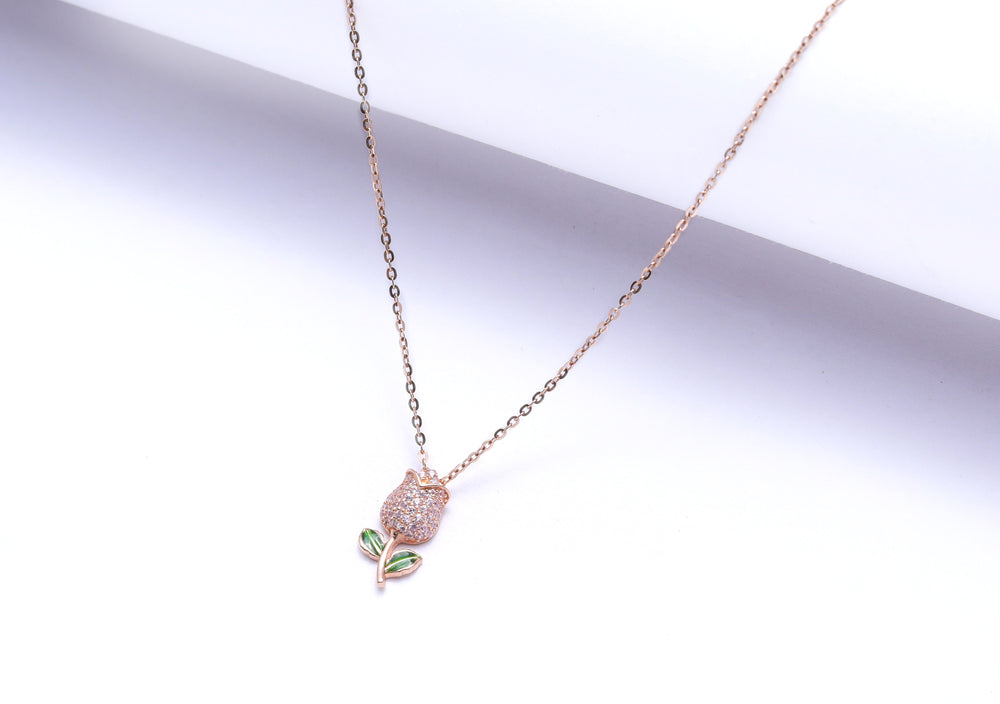 Rose Gold Rose Flower Pendant