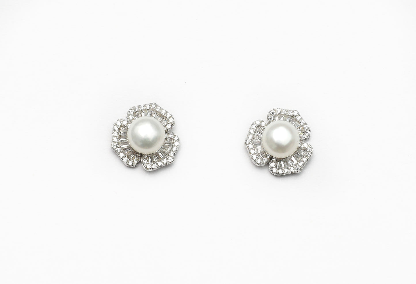 Anthurium Fresh Water Pearl Studs on Pure 925 Silver