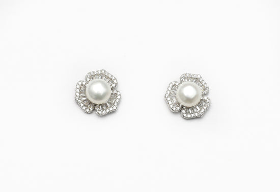 Anthurium Fresh Water Pearl Studs on Pure 925 Silver