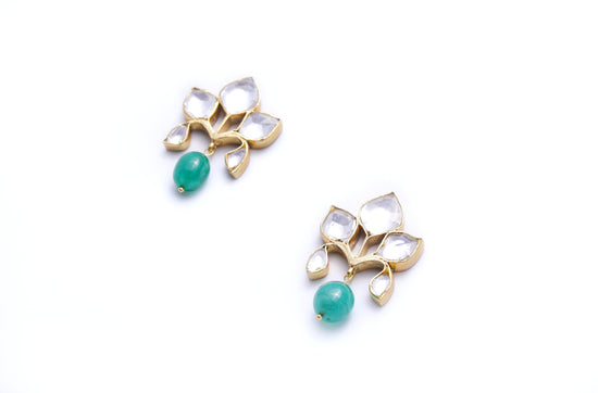Lavasi Pure 925 Silver Polki Earrings