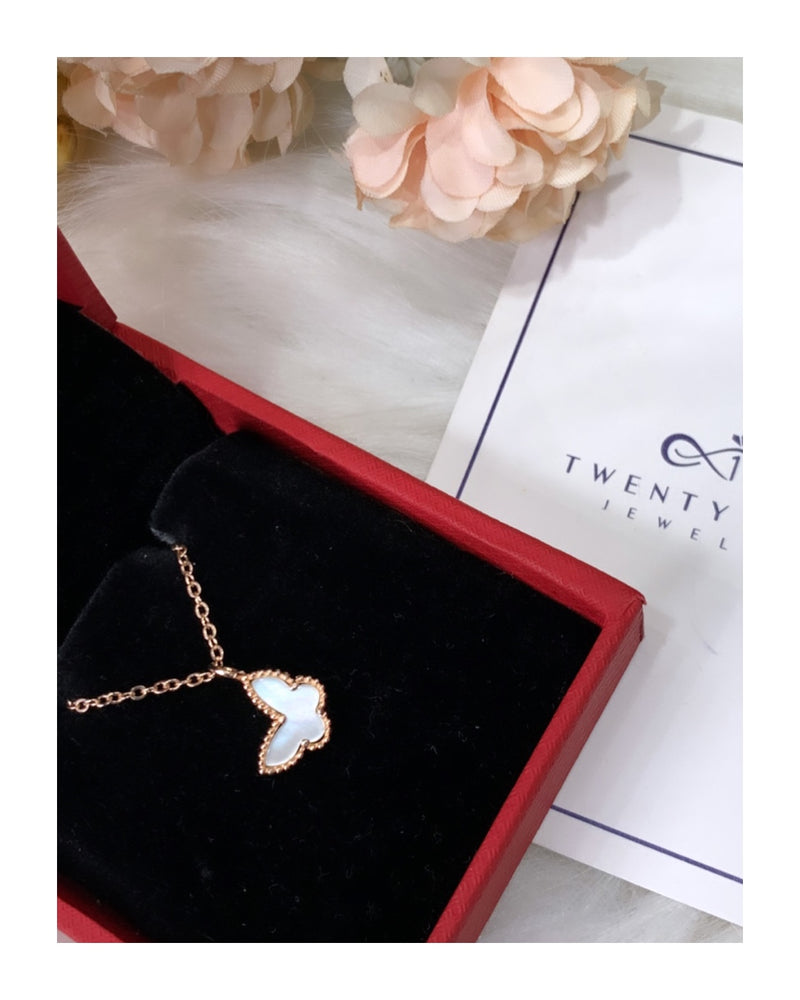 Mother Of Pearl Rose Gold ButterFly Pendant with Chain