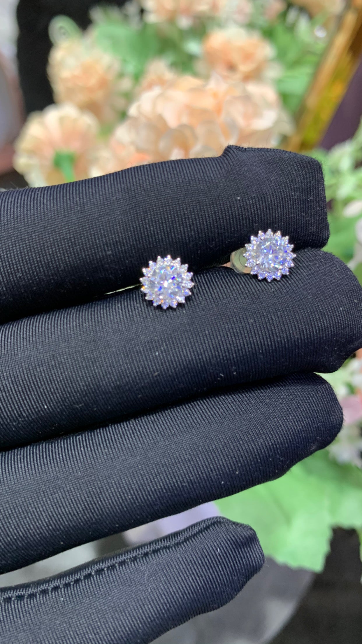 The Tria Mini Solitaire Studs with Silicon Push Backs