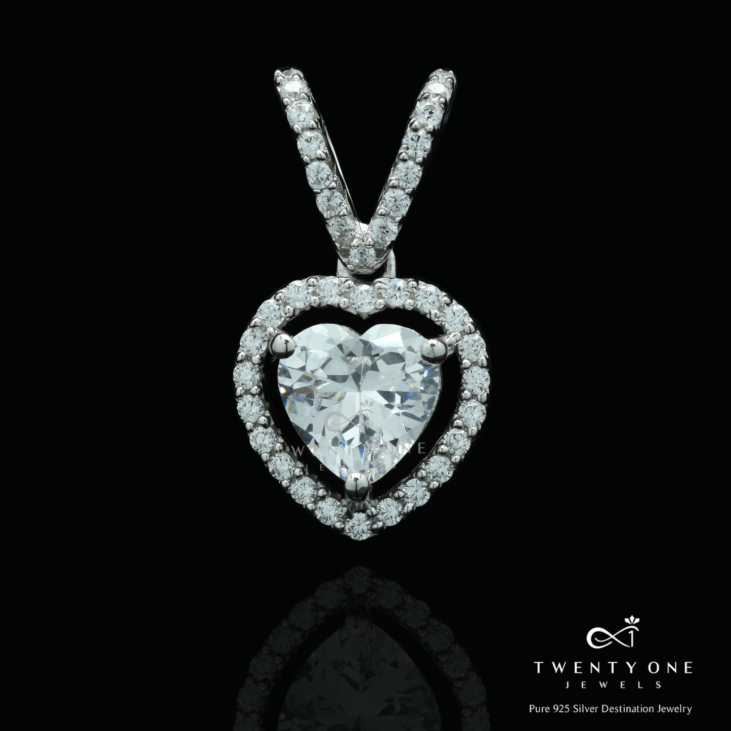 Anna 1.5 Carat Heart Pendant with Chain on Pure 925 Silver