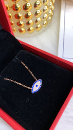 Rose Gold Finish Small Mili Evil Eye Pendant with Chain on Pure 925 Silver