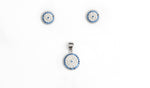 Blue Stone Evil Eye Pendant Set with Chain