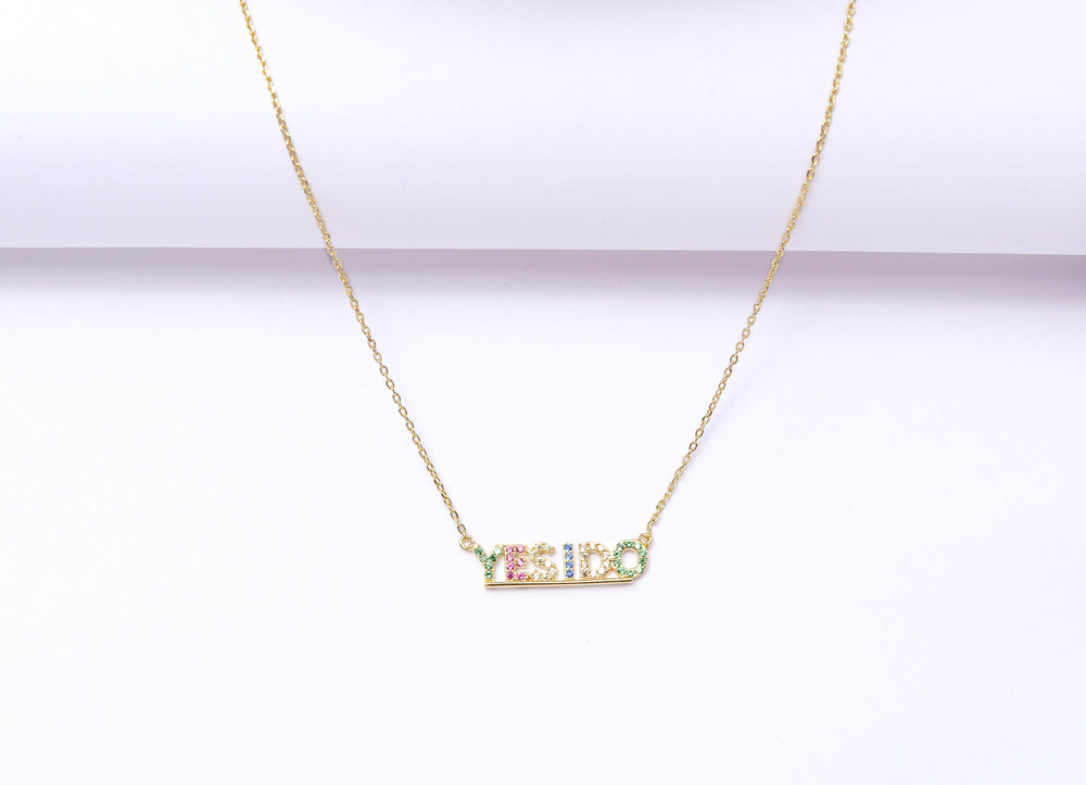 Yes I do Multi Coloured Gold Finish Pendant with Chain