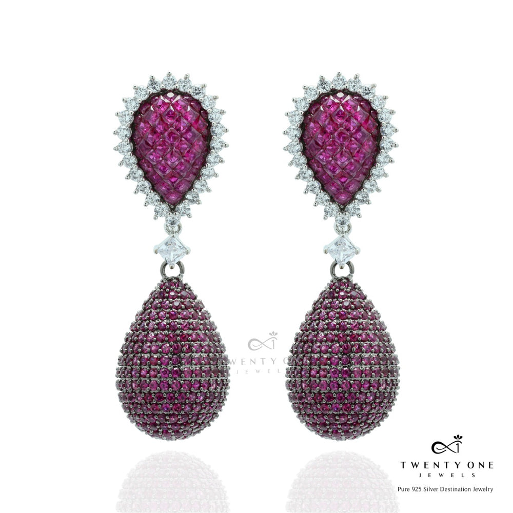 Invisible Setting Ruby Zia Party Earrings