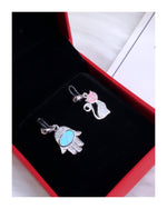 Kids Combo on Pure 925 Silver Without Chain - Hamza Hand and Kitty