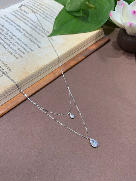 Drop Solitaire Silver Necklace