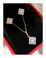 Silver Diamond Pendant Set