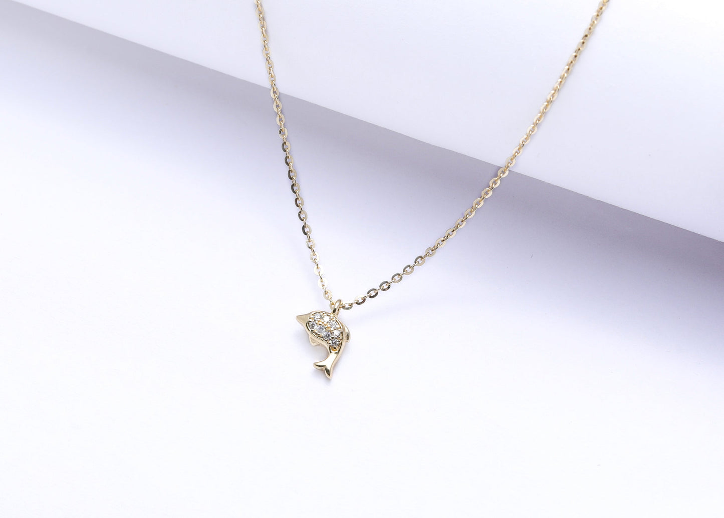 Gold Finish Dolphin Pendant With Chain
