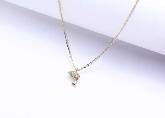 Gold Finish Dolphin Pendant With Chain