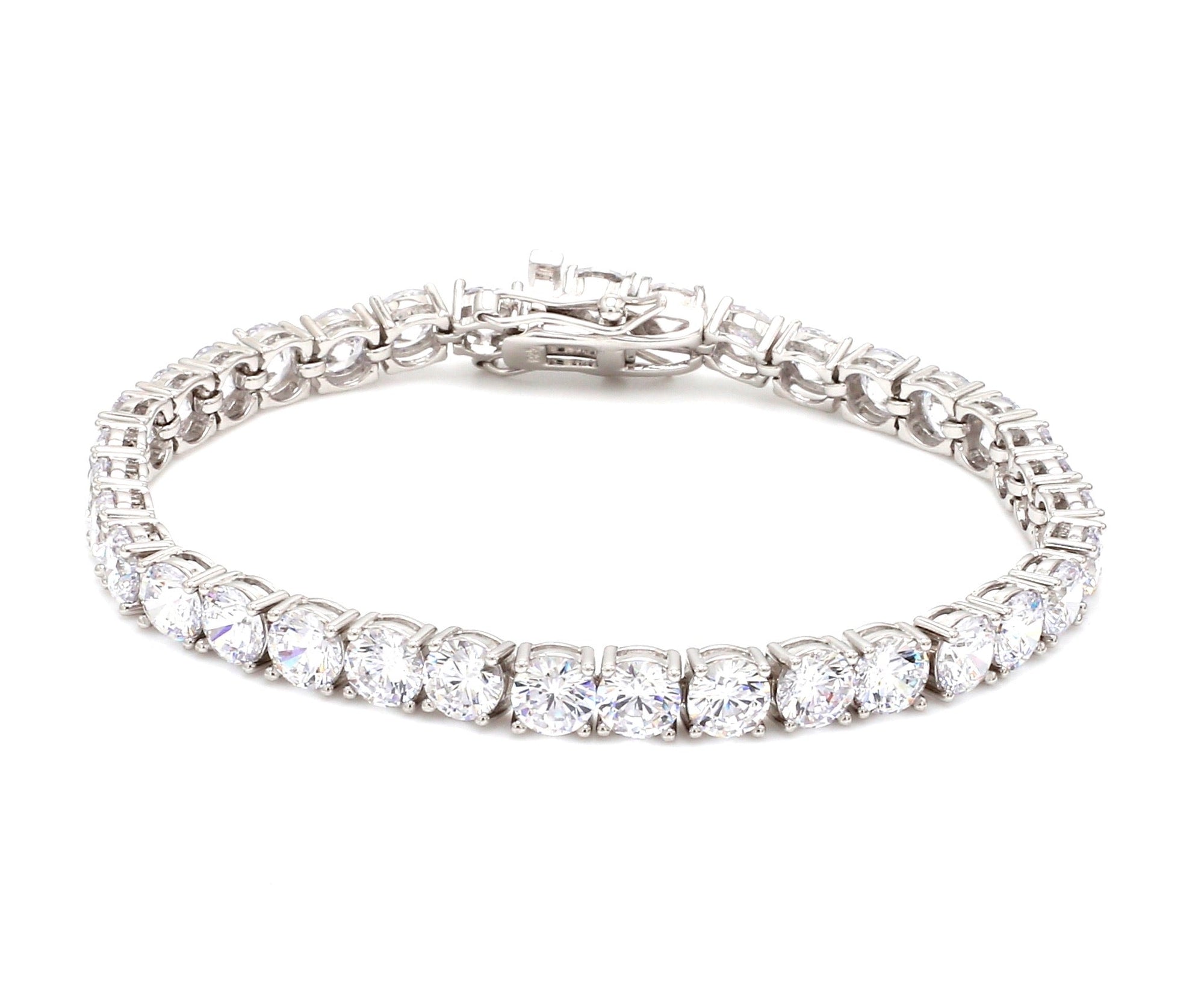 14kt White Gold Mens Round Diamond Solitaire Tennis Bracelet 5 Cttw | Las  Villas Jewelry