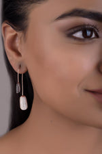 Rose Gold Coffee Diamond U Pin Earrings