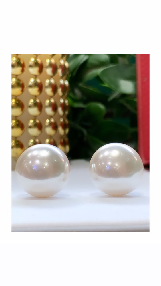 20 mm Classic White Pearl Full Round Studs with Clip Backs