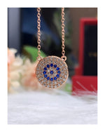 Diamond Studded Round Florence Evil Eye Pendant on Pure 925 Silver