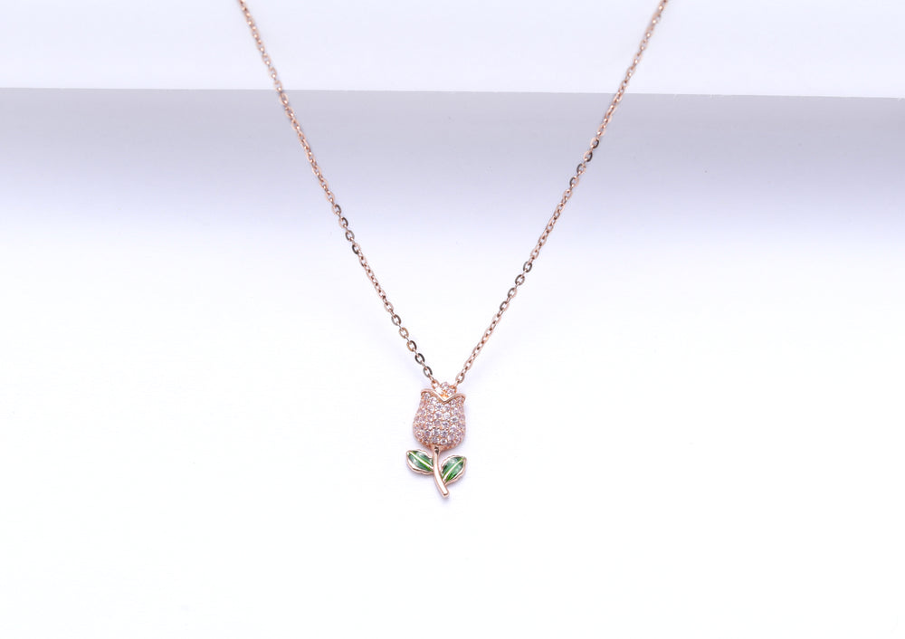 Rose Gold Rose Flower Pendant