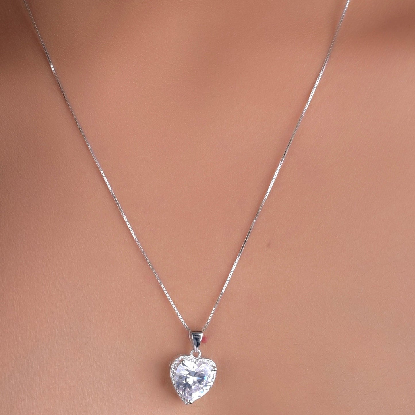 Valentines Exclusive Reysa Heart Solitaire Pendant Set on Pure 925 Silver