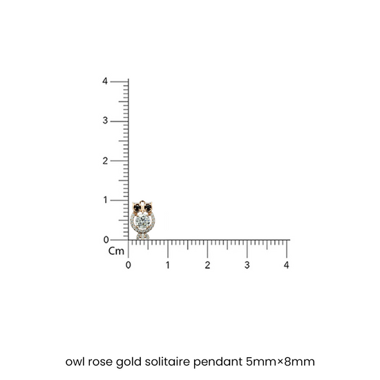 Oliver the Owl Rose Gold Solitaire Pendant with Chain