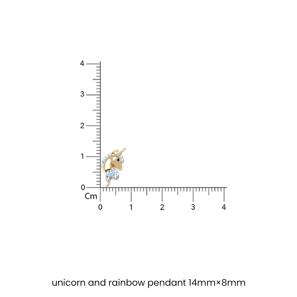 Gold Finish Rainbow and Unicorn Kinds Pendant with Chain On Pure 925 Silver
